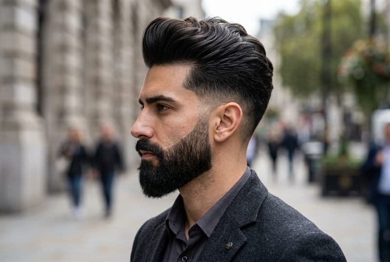 Textured Pompadour Skin Fade Haircut